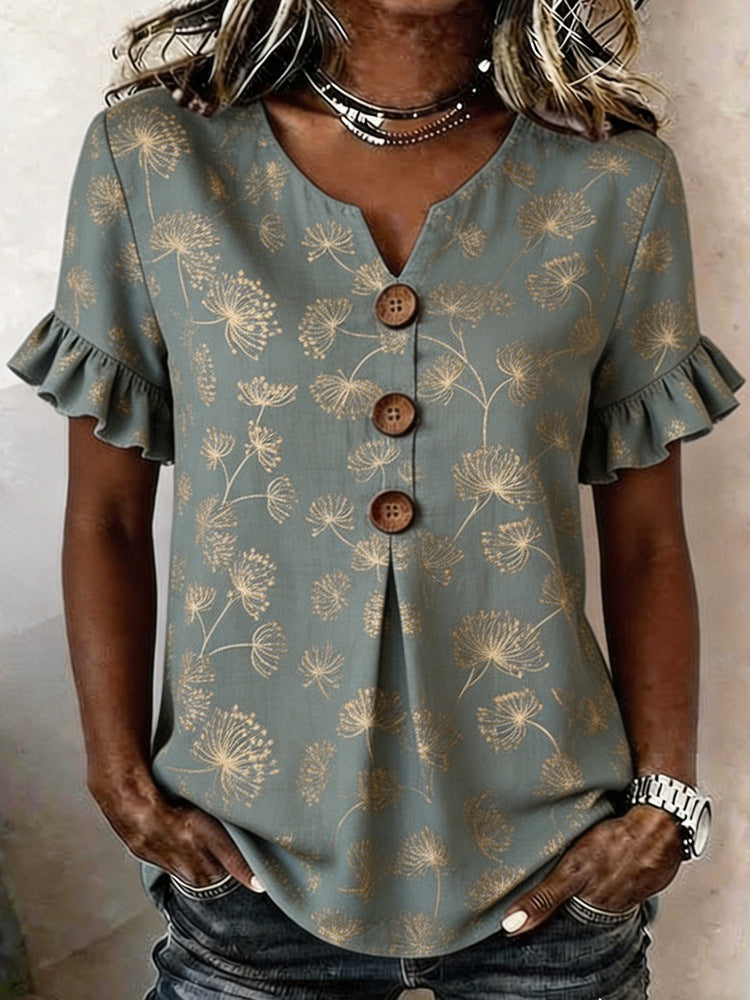 Damen Bluse mit Rüschendetails und Knopfverschluss Echo Archiv