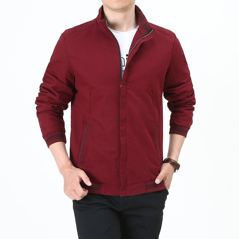 Herren nan taillierte Harrington-Jacke aus Baumwoll-Twill mit verdecktem Reißverschluss und gestreiften Bündchen Echo Archiv