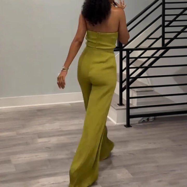 Damen nan taillierter Halter-Einteiler mit geflochtenen Trägern, geknotetem Bustier und weitem Hosenbein Echo Archiv