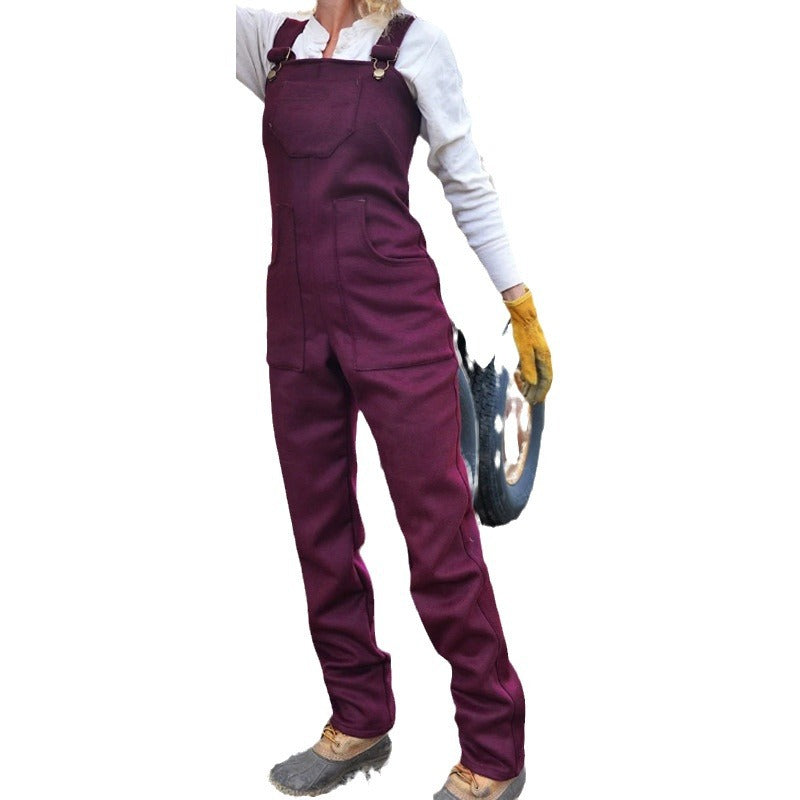Damen Robuste Workwear-Latzhose aus Canvas mit verstellbaren Trägern und geradem Bein – Avérine