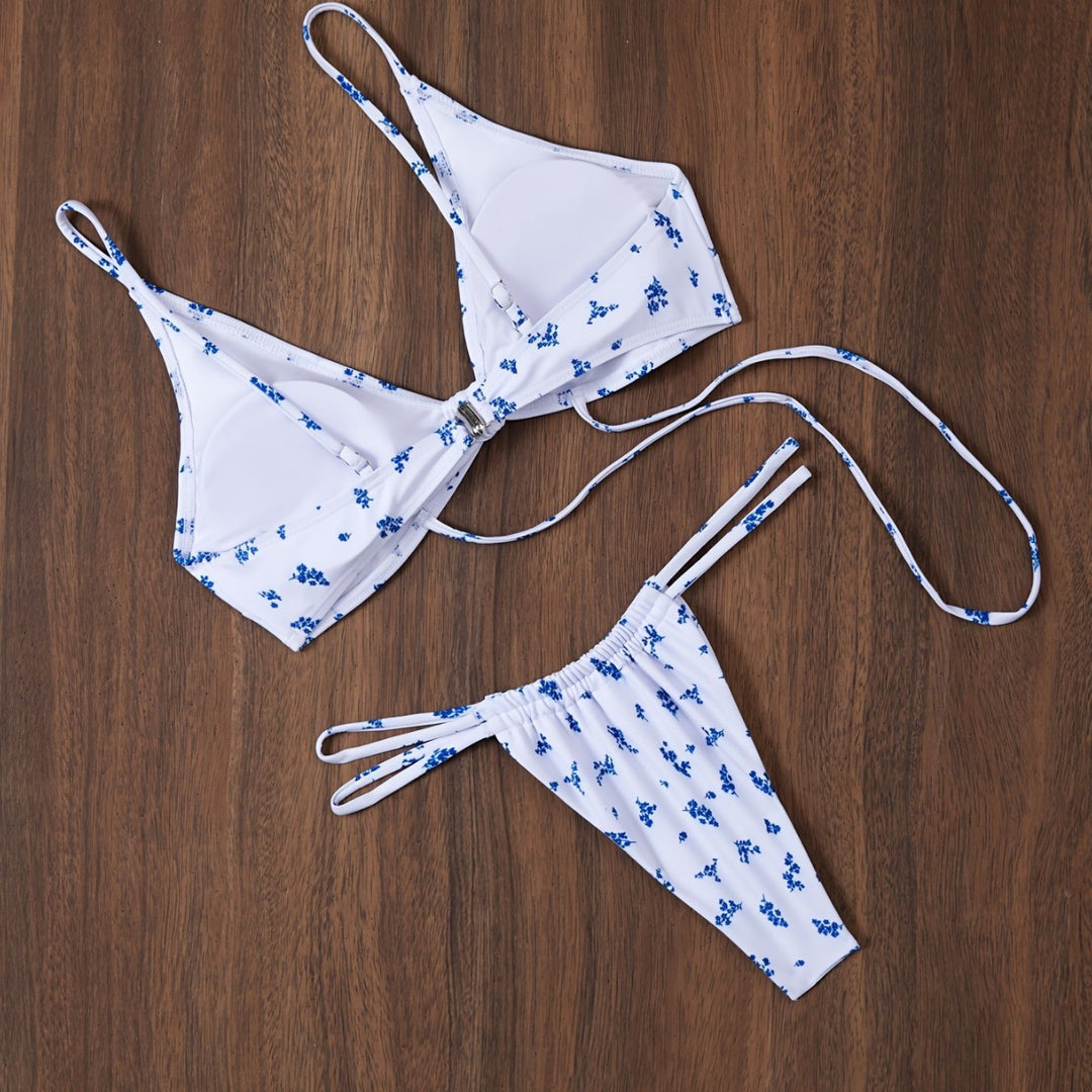Damen Triangel-Bikini mit blumigem Muster und anpassbarem Bindesystem Echo Archiv