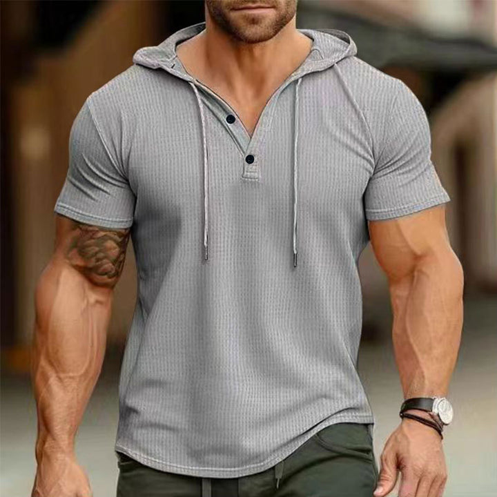 Herren Sweatshirt mit Kapuze und Kontrastknöpfen Echoarchiv
