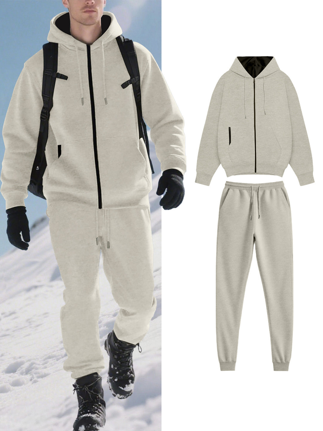 Herren bequemer Thermal-Sweatanzug mit Kapuze und praktischen Taschen Echoarchiv