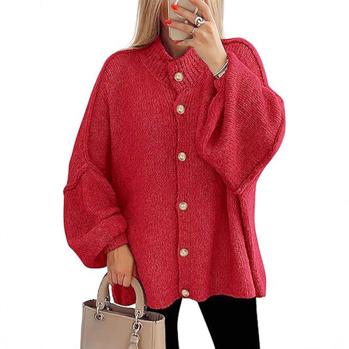 Damen oversized Strickjacke mit Knopfverschluss Echoarchiv
