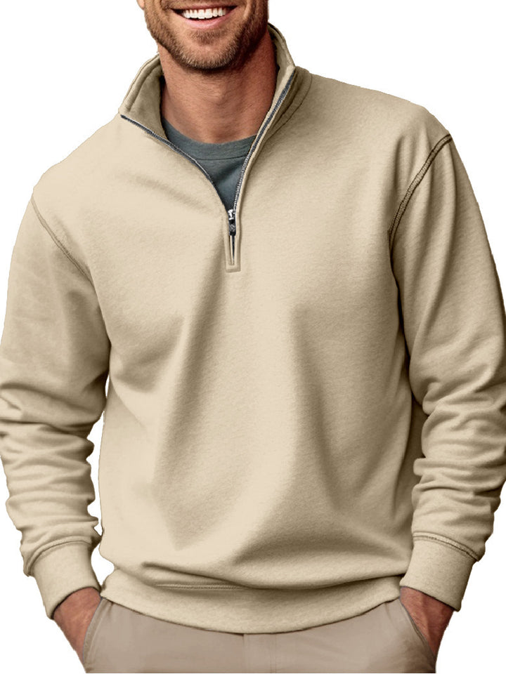 Herren Halbzip-Sweatshirt mit Stehkragen und weichem Fleece-Innenfutter – Cavarno