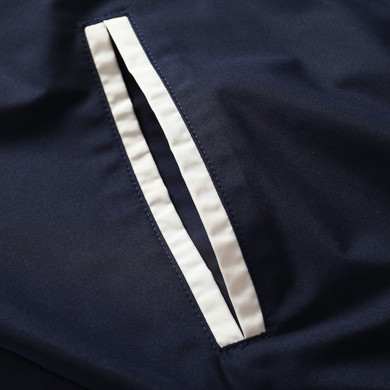Herren Varsity-Bomberjacke im Retro-College-Stil mit kontrastärmeln und gestreiften Rippbündchen Echo Archiv