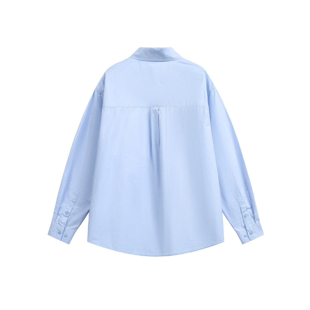 Damen Oversize-Casual-Hemd mit Drop-Shoulder und Brusttasche Echoarchiv