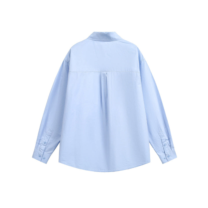 Damen Oversize-Casual-Hemd mit Drop-Shoulder und Brusttasche Echoarchiv