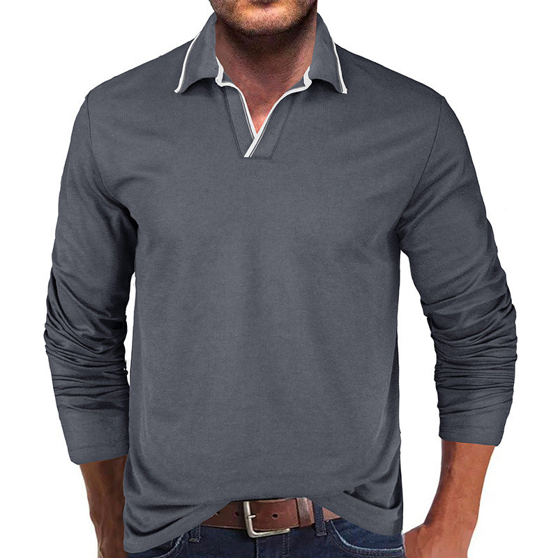 Herren Langarm-Polo-Shirt mit modischem Kragen und hochwertigem Baumwollmix Echoarchiv
