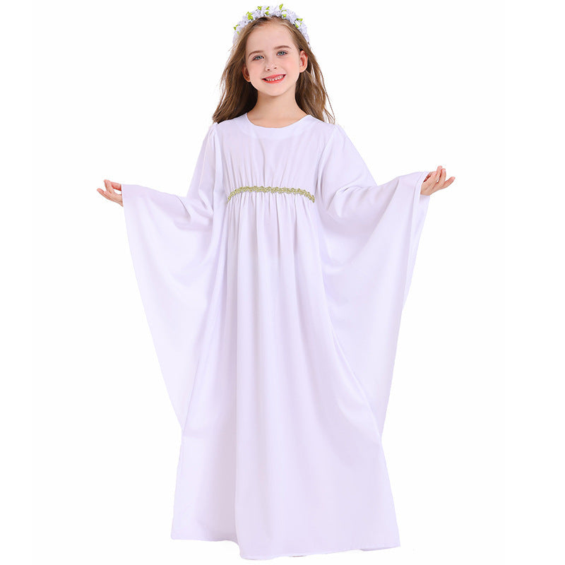 Mädchen märchenhaftes Kleid mit weitem Ärmeln und floralem Gürtel Echo Archiv