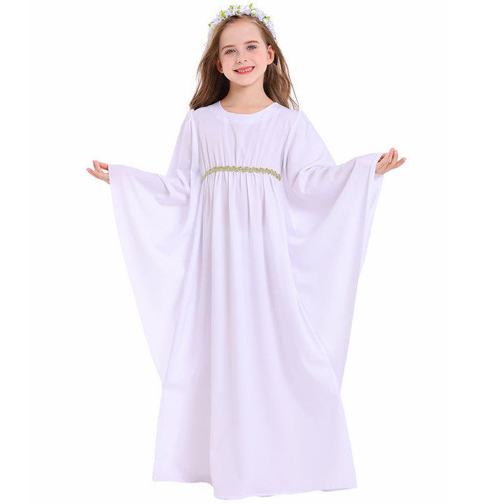 Mädchen märchenhaftes Kleid mit weitem Ärmeln und floralem Gürtel Echo Archiv
