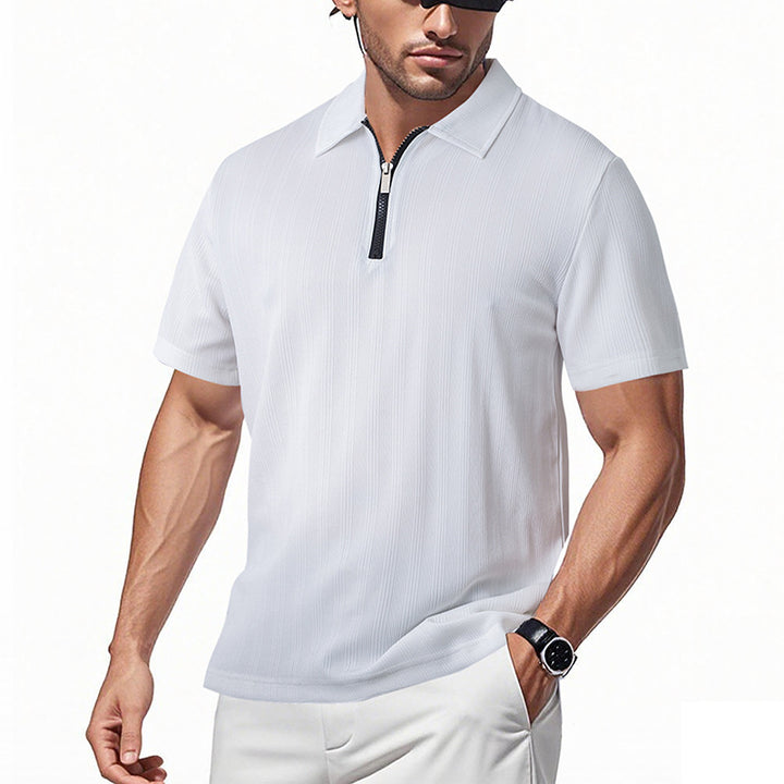 Herren Poloshirt mit modernem Reißverschluss und atmungsaktiver Struktur Echoarchiv