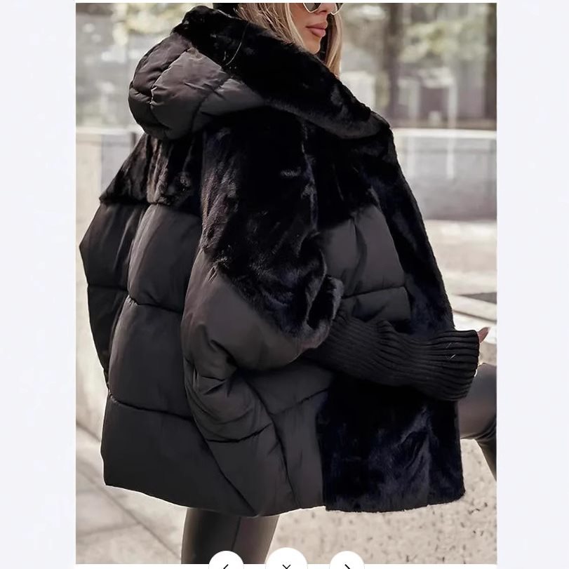 Damen Wattierter Oversize-Parka mit Kunstfellbesatz, Kapuze und Rippbündchen Echo Archiv