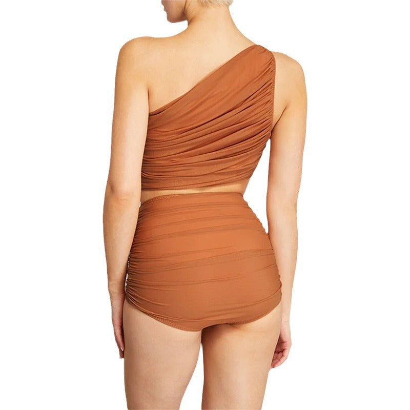 Damen Hochtaillierter Bikini mit asymmetrischem Oberteil und Wickelrock Echo Archiv