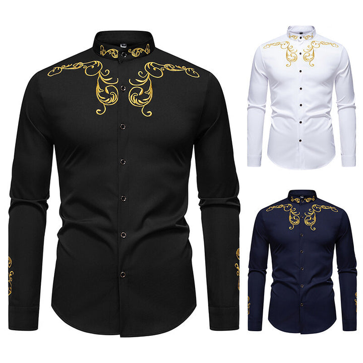 Herren Langarmshirt mit elegantem Stickereidesign Echoarchiv
