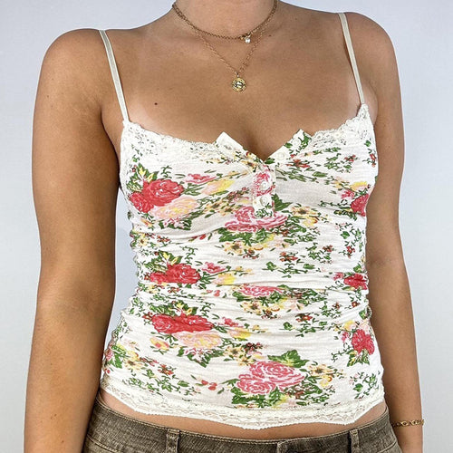 Damen Top mit Spitzenbesatz und floralen Mustern Echo Archiv