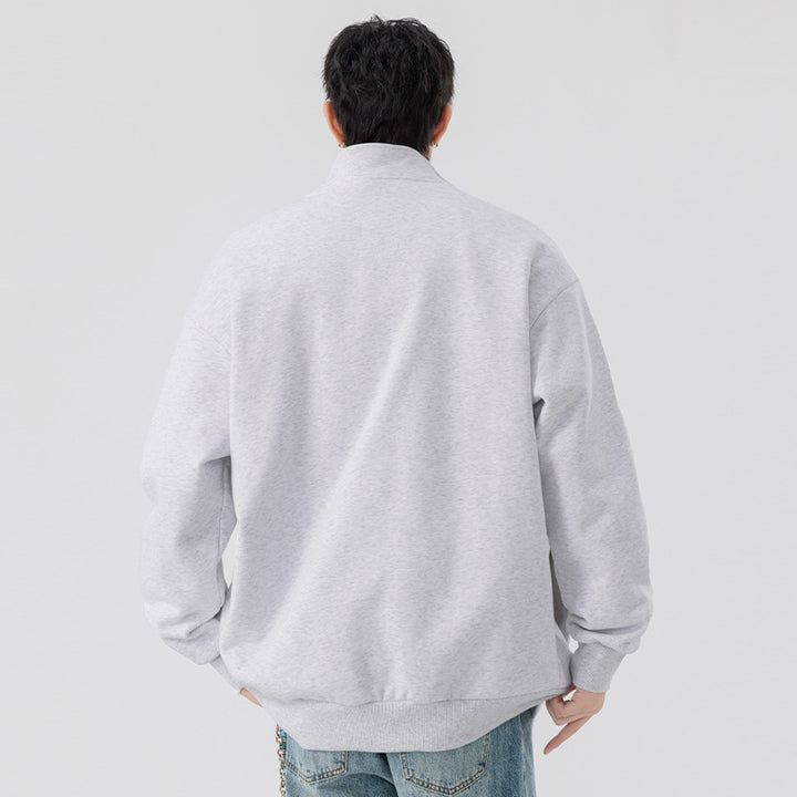 Herren Oversize Sweatjacke mit Stehkragen, durchgehendem Reißverschluss und geripptem Saum Echo Archiv