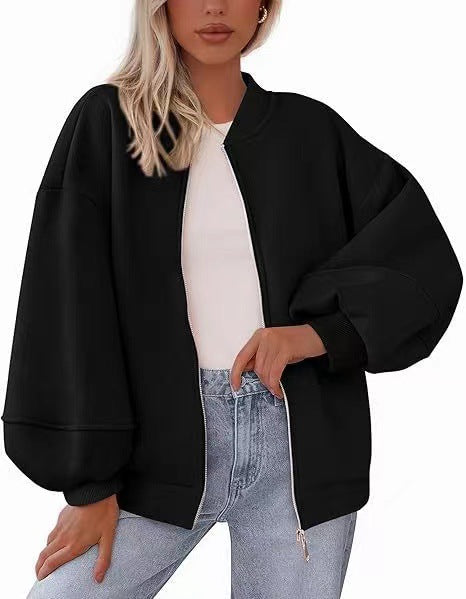 Damen Oversize Bomberjacke mit Ballonärmeln und Reißverschluss Echo Archiv