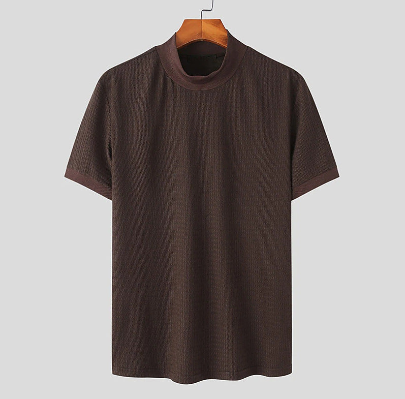 Herren modisches T-Shirt mit strukturiertem Muster und hohem Kragen Echoarchiv