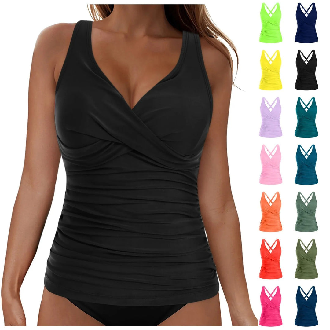 Damen elegantes Wickel-Badeoberteil mit Rüschen Echo Archiv