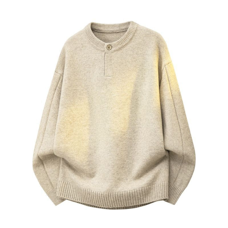 Damen Oversize Feinstrickpullover mit Halbknopfleiste, überschnittener Schulter & geripptem Saum Echoarchiv