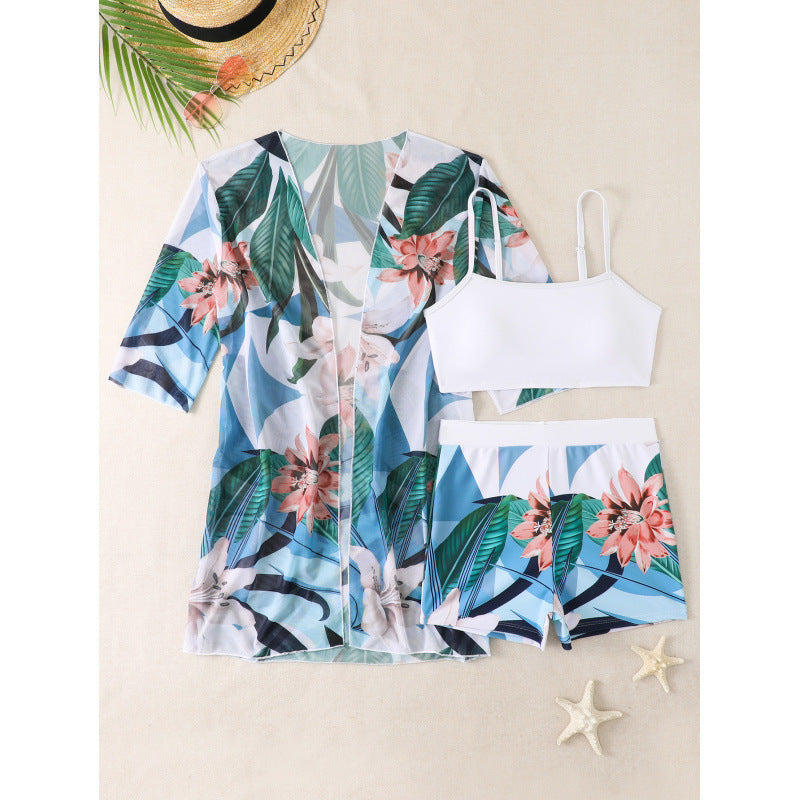 Damen Bademode-Set mit floralem Musterdruck und luftiger Wickeljacke Echo Archiv