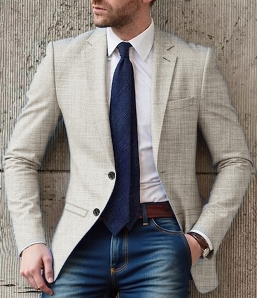 Herren maßgeschneiderter Businessblazer mit feiner Textur und eleganten Details Echoarchiv