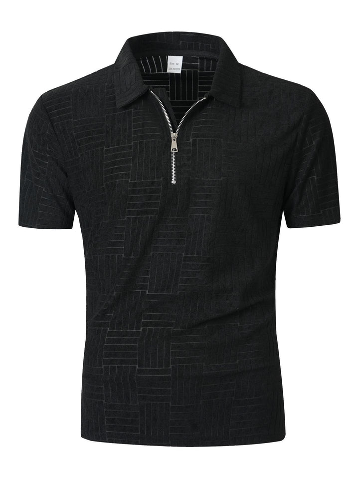 Herren Kurzarmshirt mit strukturiertem Design und praktischem Reißverschluss Echoarchiv