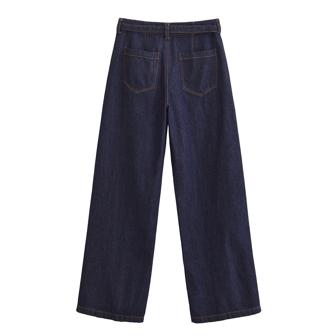 Damen Weite High‑Waist-Jeanshose im Palazzo-Schnitt mit Mittelnaht und D-Ring-Gürtel Echo Archiv