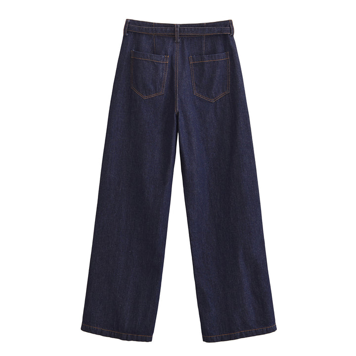 Damen Weite High‑Waist-Jeanshose im Palazzo-Schnitt mit Mittelnaht und D-Ring-Gürtel Echo Archiv