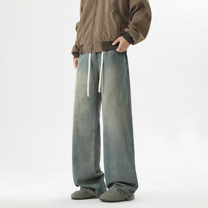 Herren Oversized Jeanshose mit weitem Schnitt und verstellbarem Bund Echoarchiv