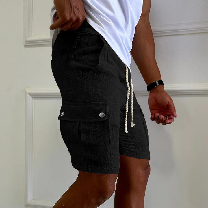 Herren lässige Cargo-Shorts aus leichtem Leinenstoff mit elastischem Bund Echoarchiv
