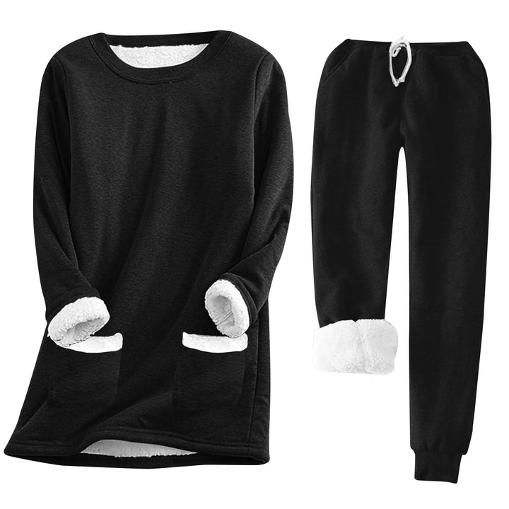 Damen Kuschelige LoungEchoarchivnzug mit Fleece-Innenfutter und praktischen Taschen Echoarchiv