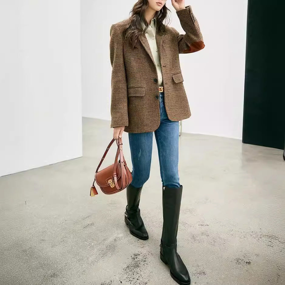 Damen Eleganter Karierter Blazer Echoarchiv