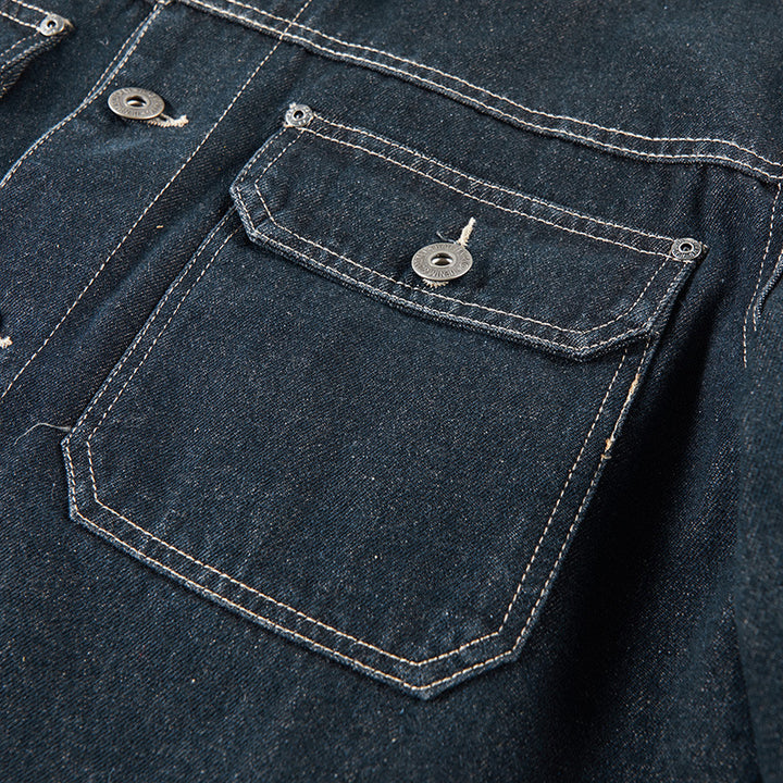 Herren Warme Denimjacke mit Kunstfellkragen Echo Archiv
