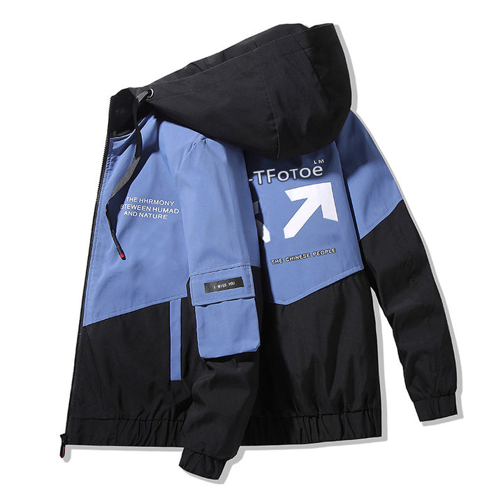 Herren Colorblock Kapuzen-Utility-Jacke mit Printdetails und taktischen Taschen Echo Archiv