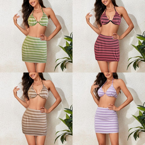 Damen Triangel-Bikini mit modischem Wickelrock und verspieltem Design Echo Archiv