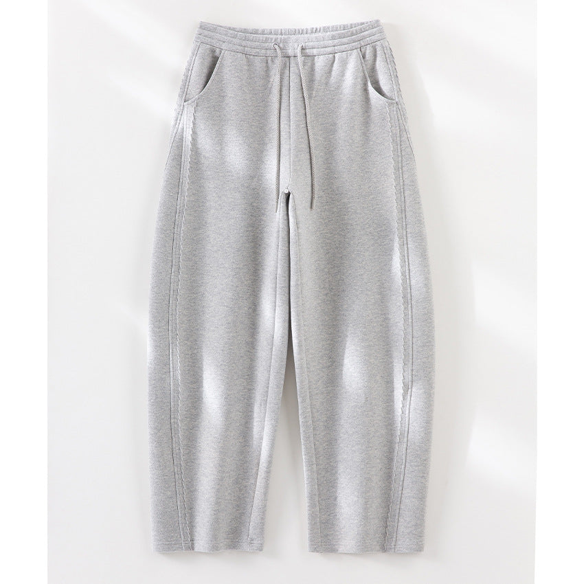 Damen Relaxed-Fleece-Hose mit hoher Taille, Tunnelzug und dekorativer Seitennaht Echoarchiv