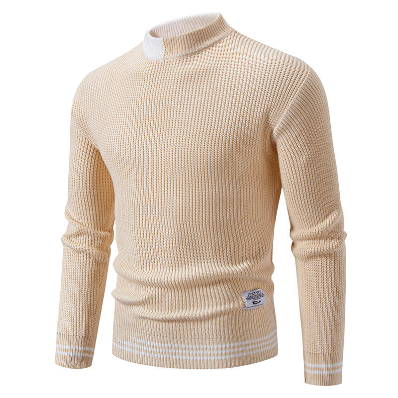 Herren nan gerippter Feinstrickpullover mit Stehkragen und kontrast-Blockdesign Echo Archiv