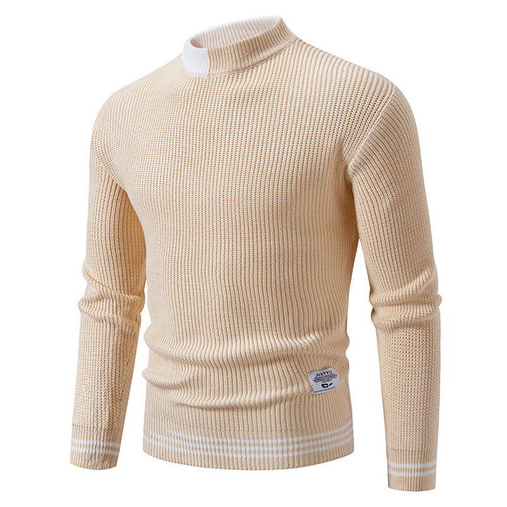 Herren nan gerippter Feinstrickpullover mit Stehkragen und kontrast-Blockdesign Echo Archiv