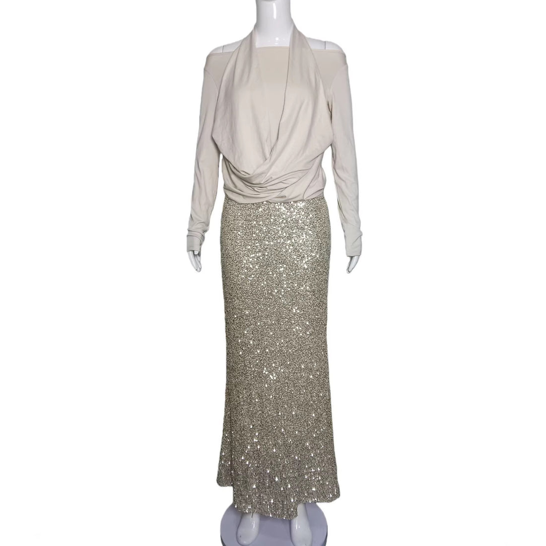Damen Taillierter Pailletten‑Maxi‑Rock mit Stretchbund und Meerjungfrau‑Silhouette – Valéora