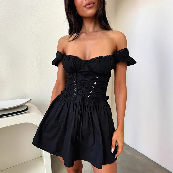 Damen Minikleid mit tailliertem Oberteil und Rüschendetails Echo Archiv