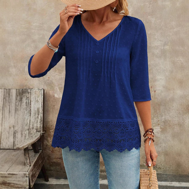 Damen Tunika Bluse mit Spitzenbesatz und strukturierten Pintucks Echo Archiv
