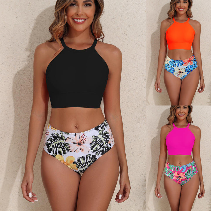 Damen Sportlicher Bikini-Set mit hohem Bund und rückenfreier Oberseite Echo Archiv
