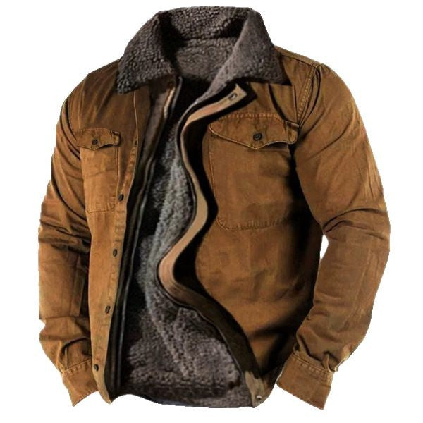 Herren Winterjacke mit warmem Kunstfellfutter und praktischem Knopfverschluss Echoarchiv
