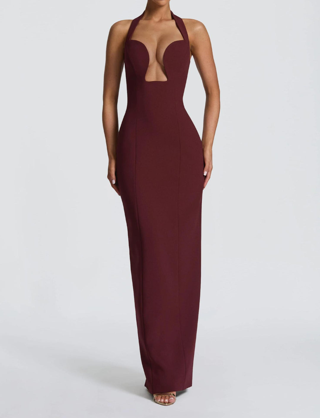 Damen Elegantes Maxikleid mit tiefem V-Ausschnitt und schmeichelnder Silhouette Echo Archiv