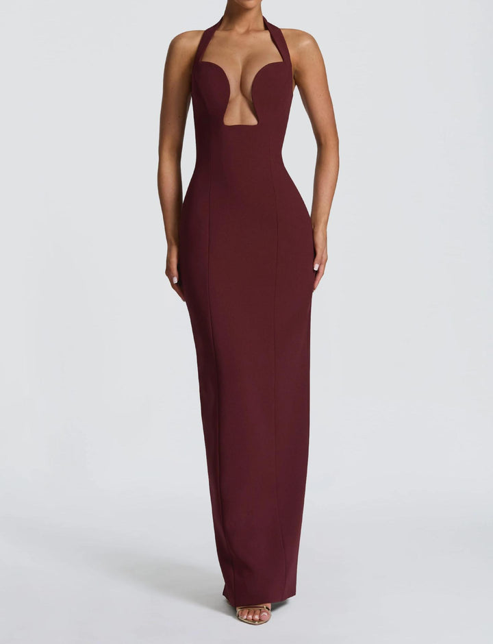 Damen Elegantes Maxikleid mit tiefem V-Ausschnitt und schmeichelnder Silhouette Echo Archiv