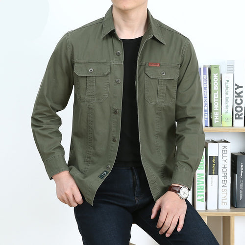 Herren Leichtes Canvas-Overshirt im Utility‑Stil mit Brustpattentaschen und Hemdkragen Echoarchiv