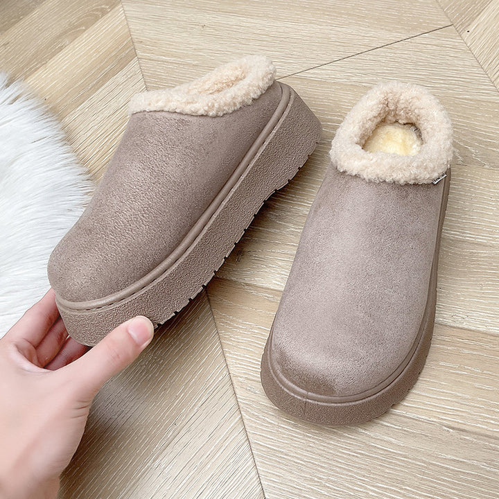 Damen Kuschelige Slipper‑Pantoffeln mit hohem Plateau und Teddyinnenfutter Echo Archiv