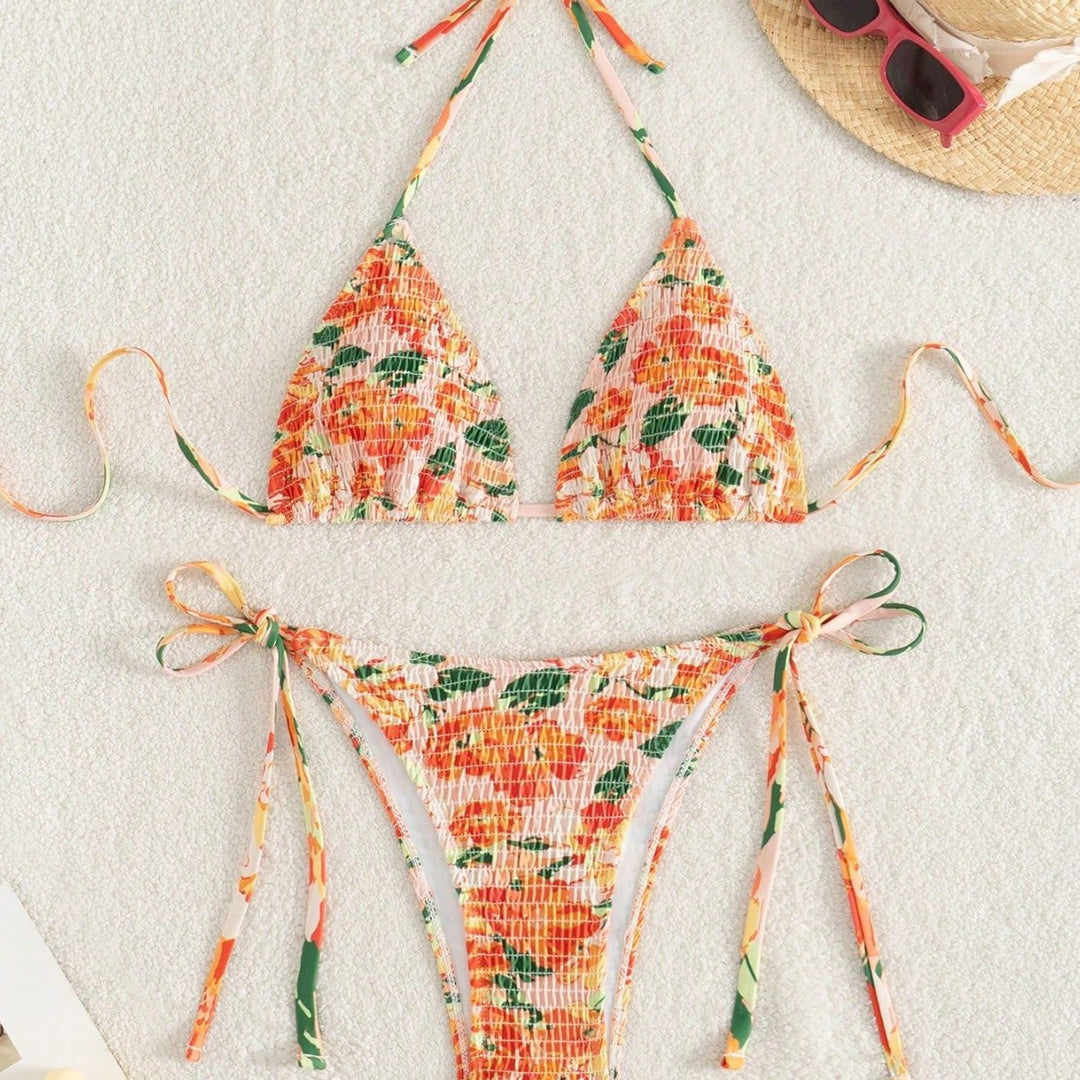 Damen Triangel-Bikini mit floralen Raffungen Echo Archiv